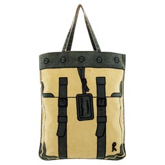 Retro 1970s Roberta Di Camerino Beige & Grey Tromp L'oeil Velvet Tote