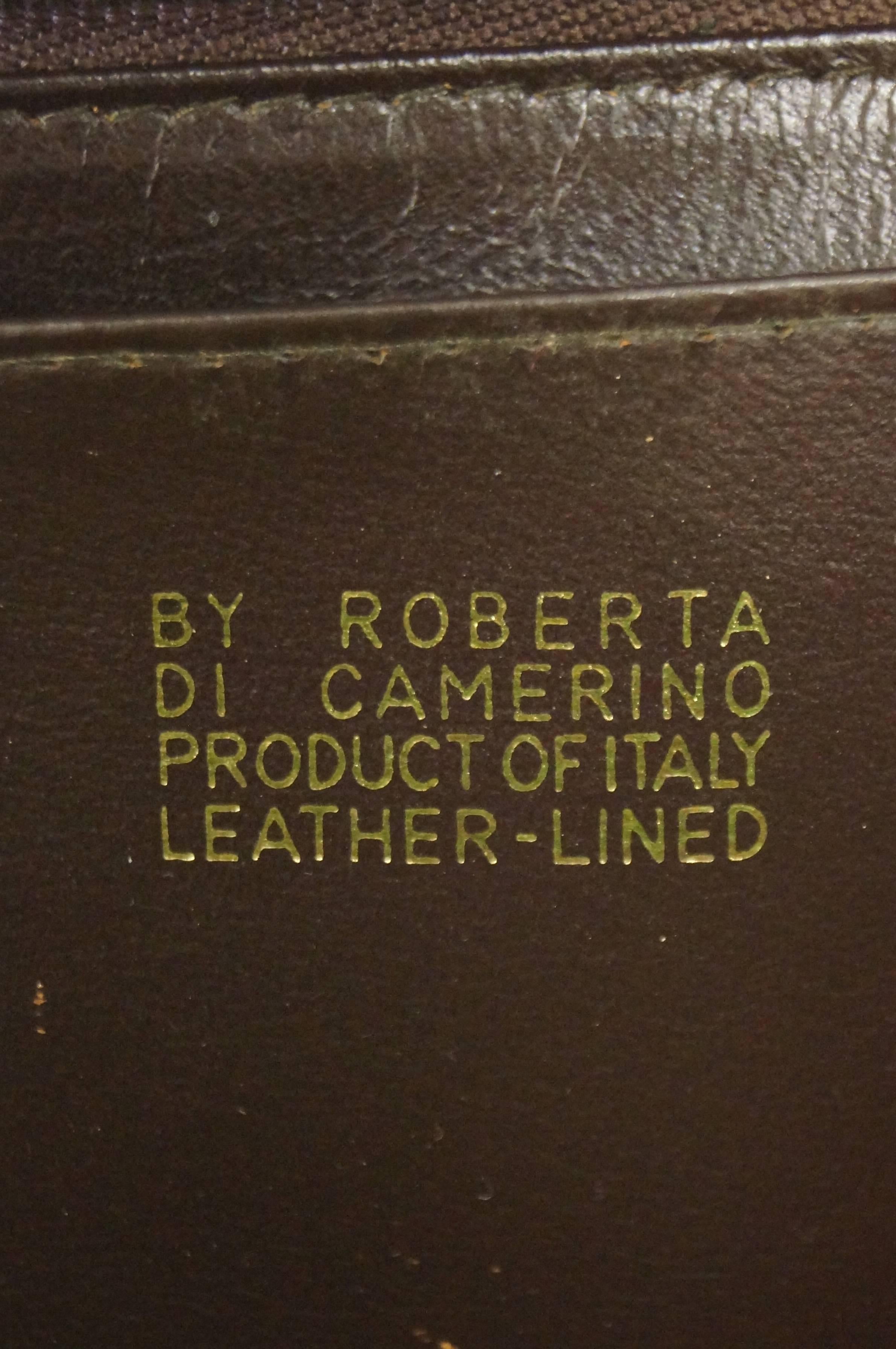 1970s Roberta di Camerino Brown Cut Velvet Belt Detail Handbag For Sale 7