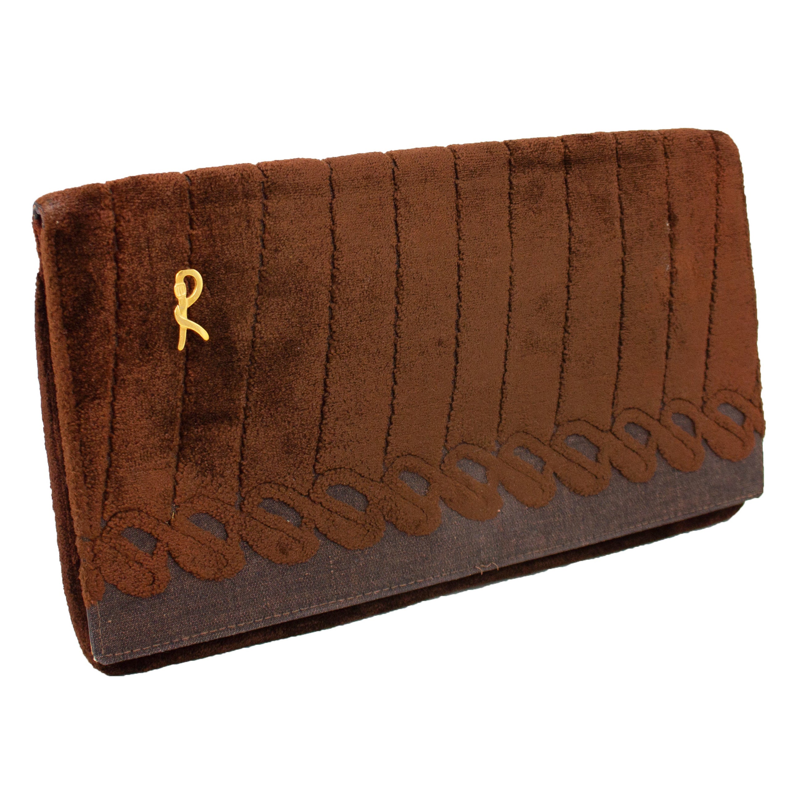 1970s Roberta Di Camerino Bolso de terciopelo marrón