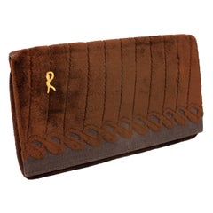1970s Roberta di Camerino Brown Velvet Clutch