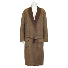 1970s Roberta di Camerino Brown Wool Herringbone Coat 