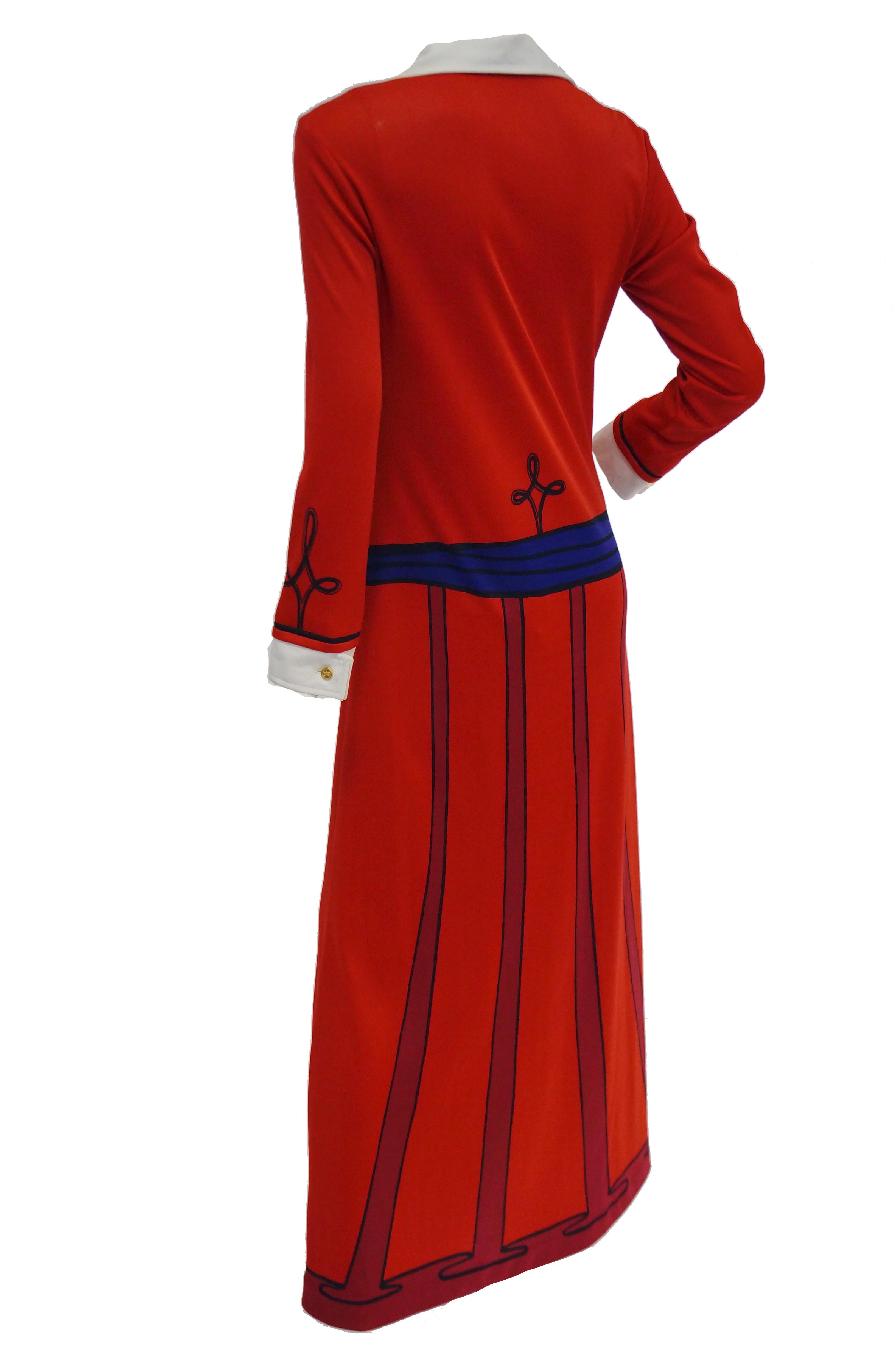 Women's 1970s Roberta di Camerino Red Tromple L'oeil Ensemble Maxi Dress  For Sale