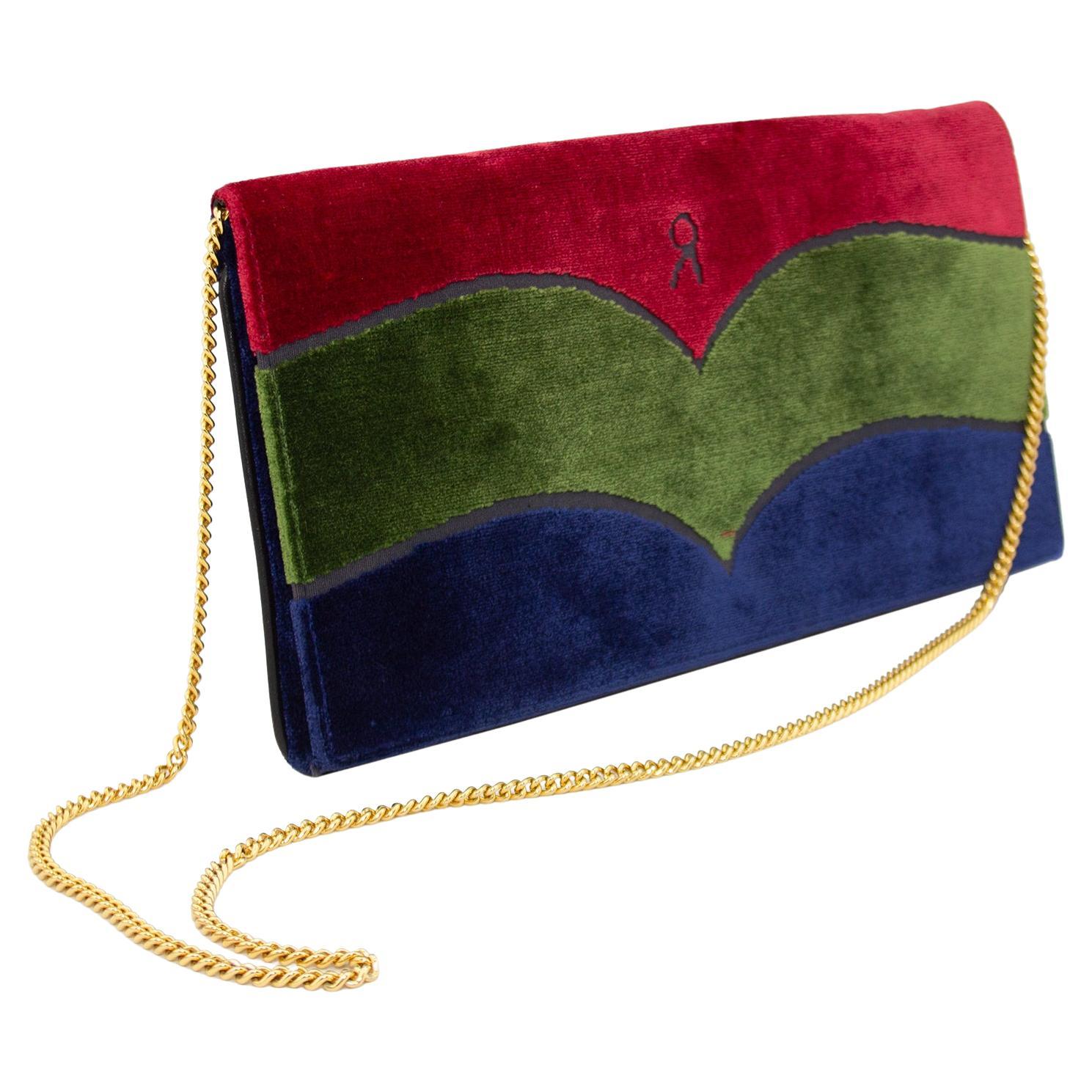 1970er Roberta Di Camerino Samt Clutch