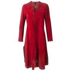 1970s Roberta di Camerino Vintage Red Suede Coat