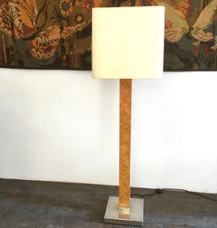 Roche Bobois Floor Lamp in Elm Burl Wood Veneer 1970s