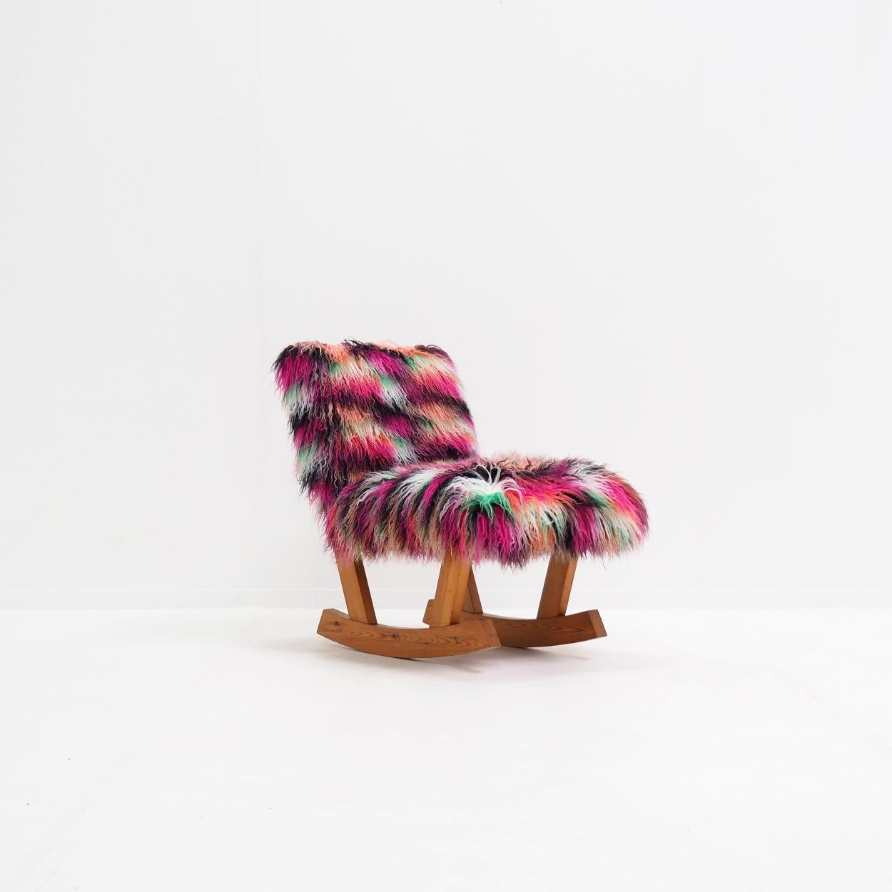 Fabric 1970s Rocker with a Upholstery by Belgian Fashion Designer Dries Van Noten