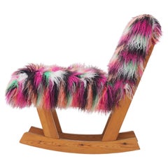 Retro 1970s Rocker with a Upholstery by Belgian Fashion Designer Dries Van Noten