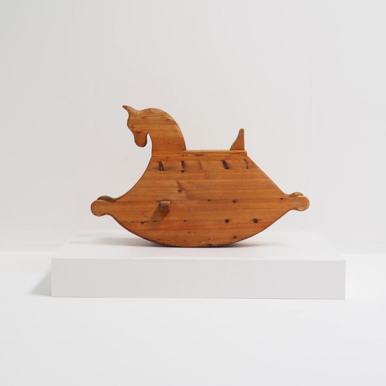 Danish 1970s Rocking Horse in Solid Pine Wood, Children’s Toy For Sale