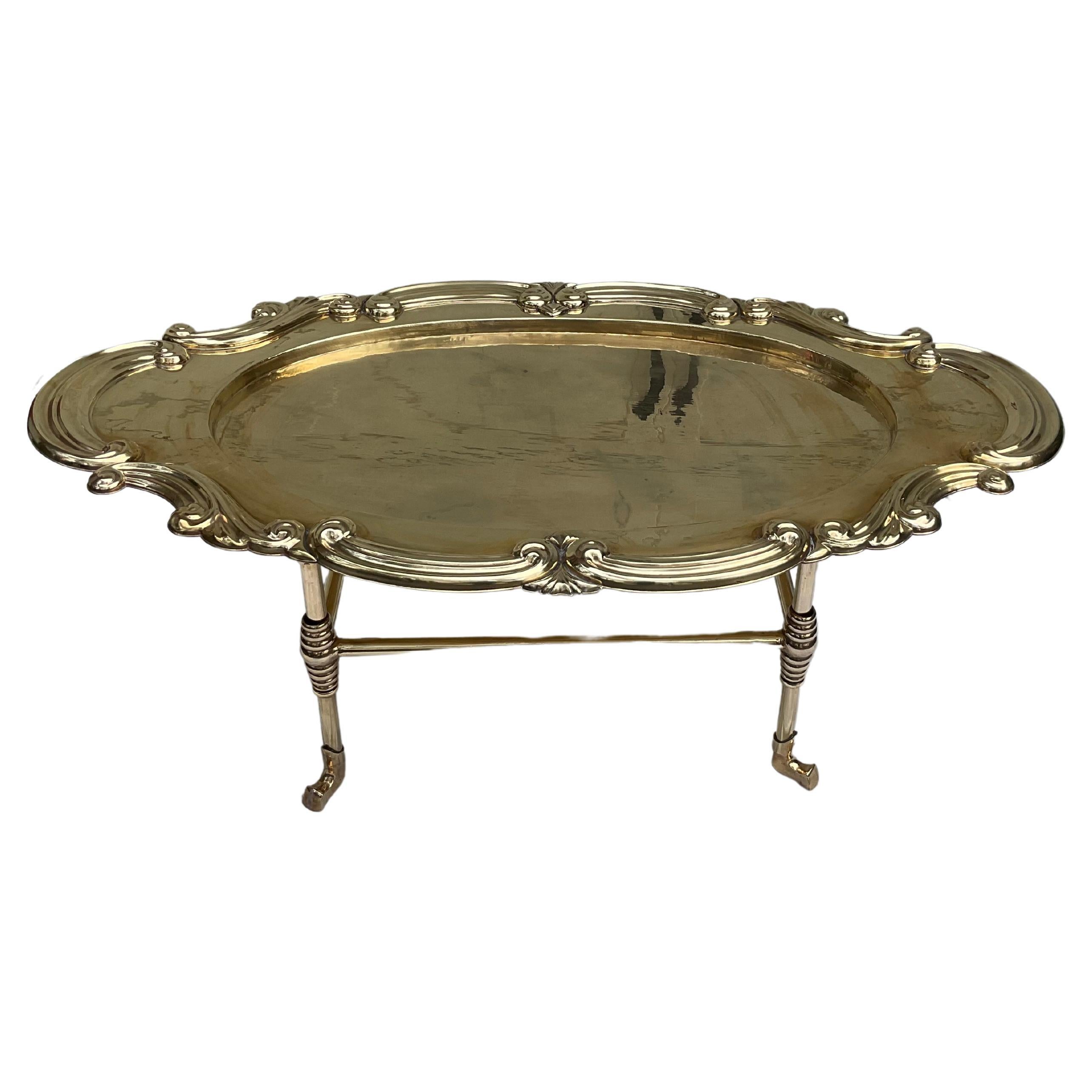 1970s, Rococo Brass Tray Table & Base