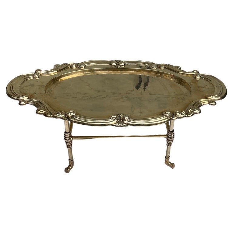 1970s, Rococo Brass Tray Table and Base For Sale at 1stDibs