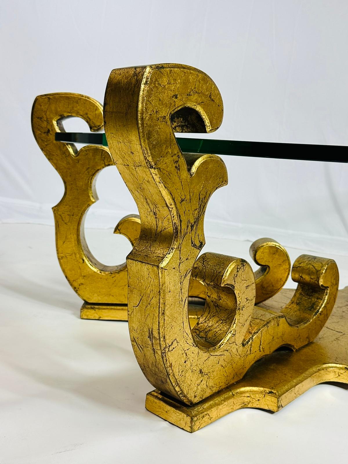 1970's Rococo Gilt Coffee Table with an Octagonal Glass Top. 6