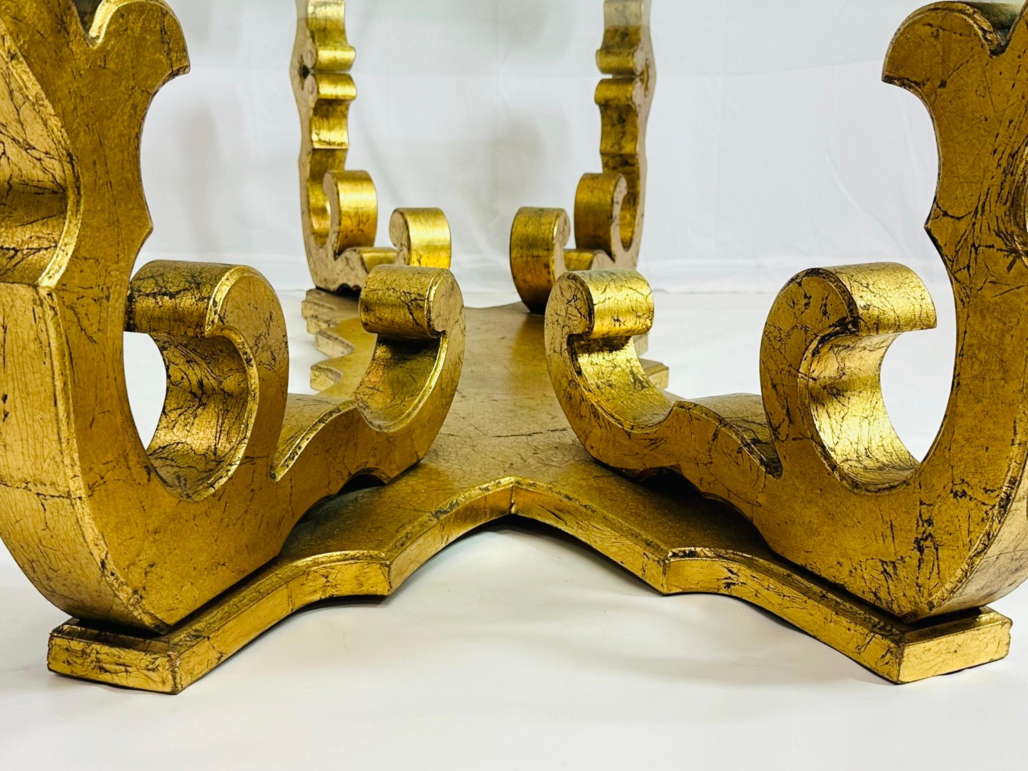 1970's Rococo Gilt Coffee Table with an Octagonal Glass Top. 8