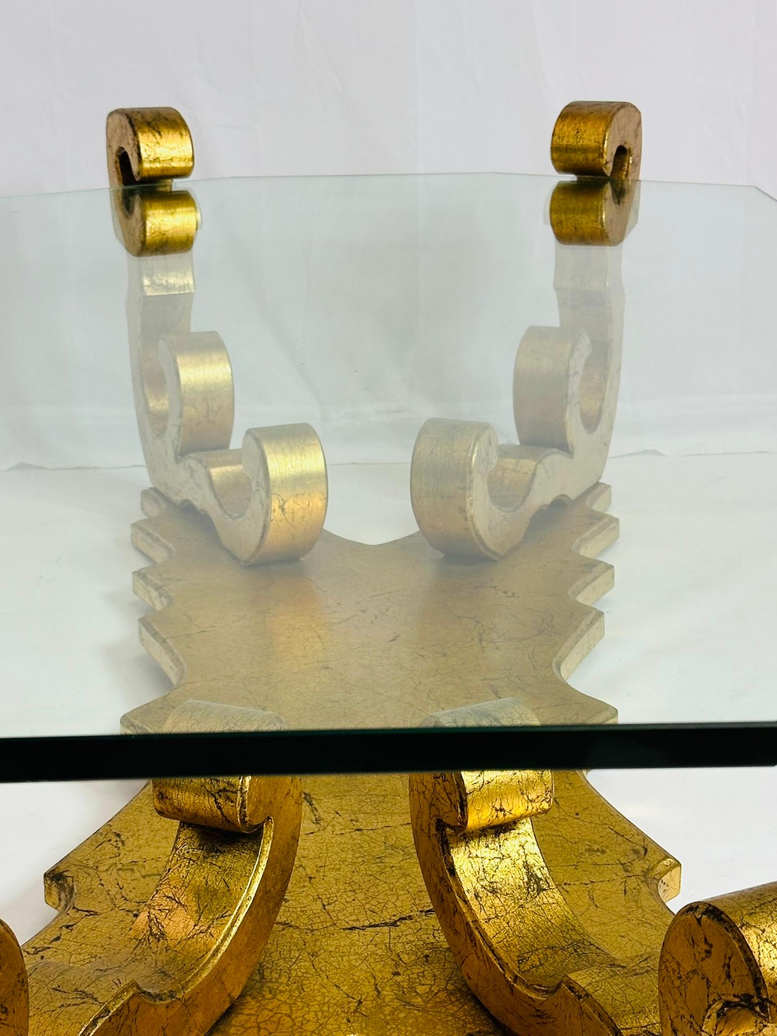 1970's Rococo Gilt Coffee Table with an Octagonal Glass Top. 9