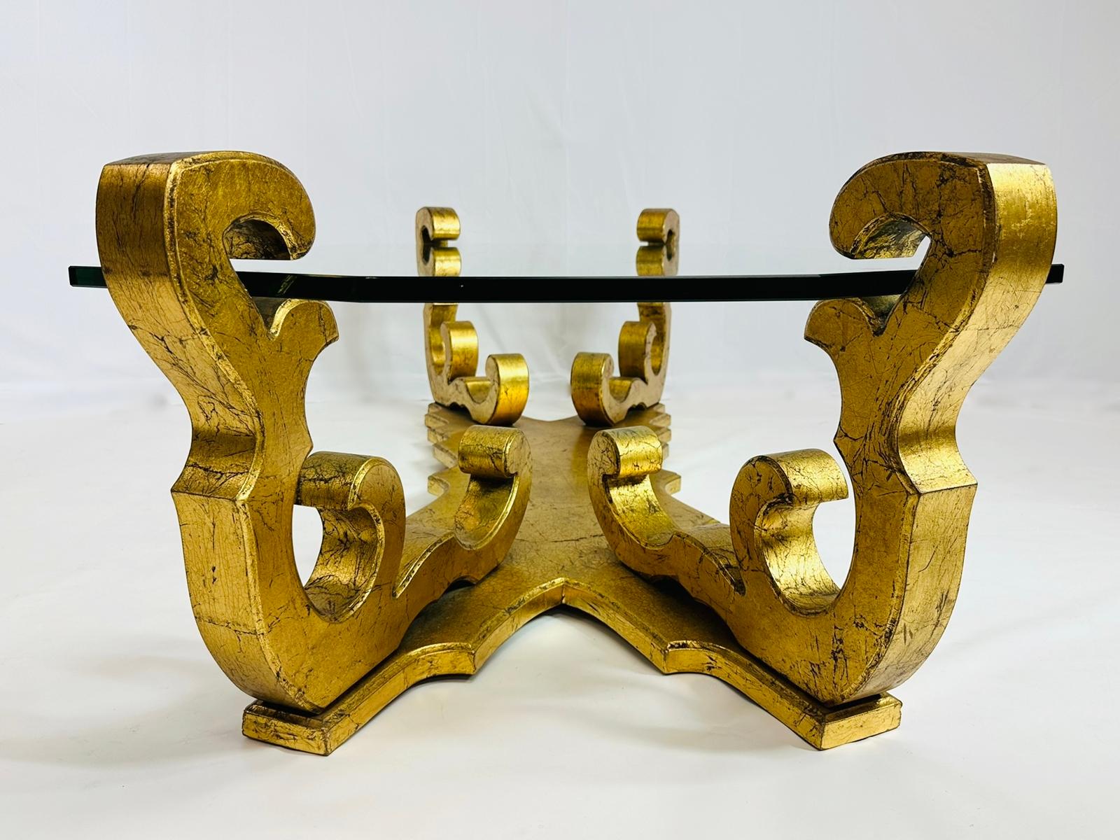 1970's Rococo Gilt Coffee Table with an Octagonal Glass Top. 13