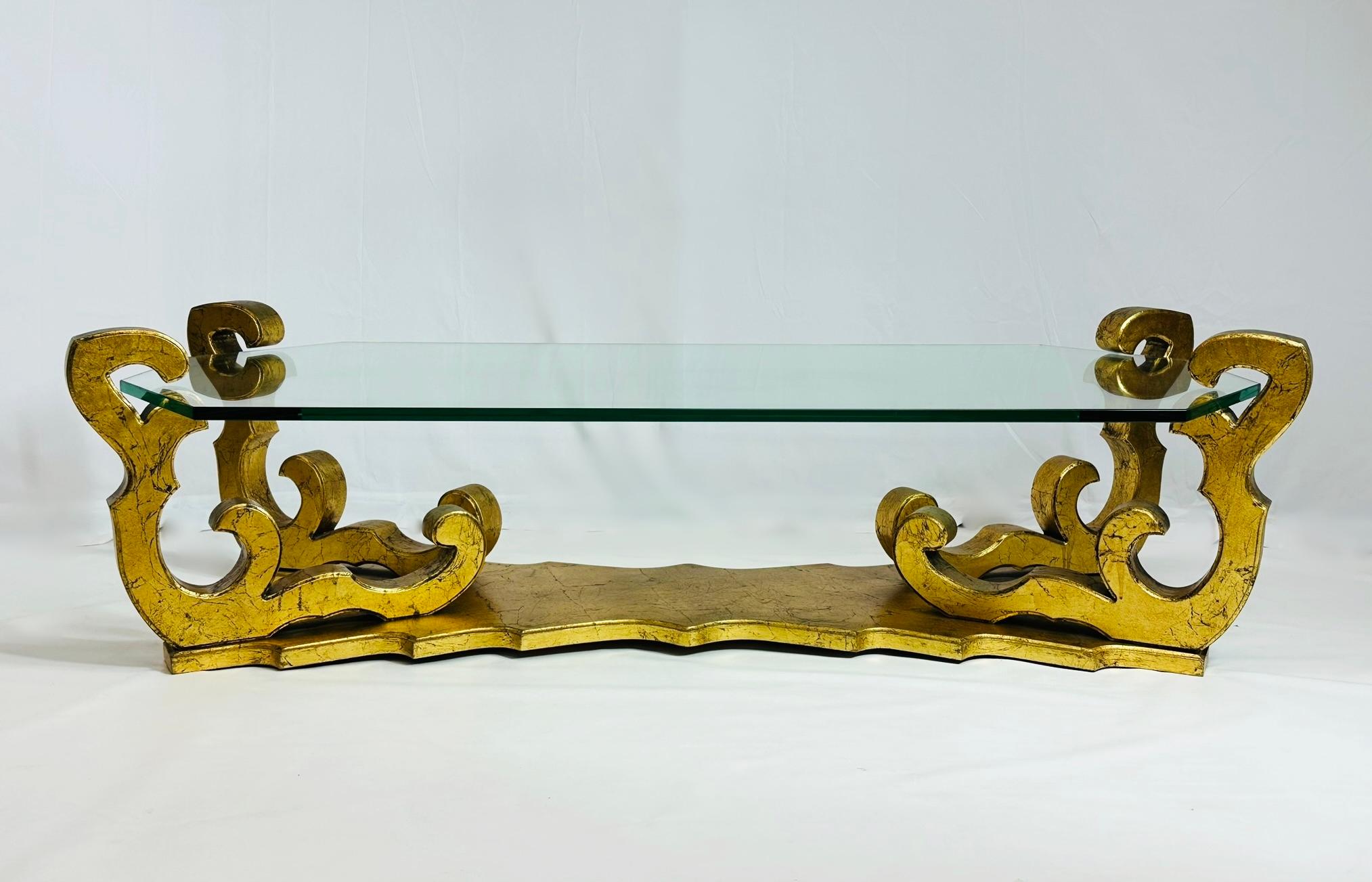 Elevate your space with this Vintage Rococo Gilt Coffee Table with a thick  octagonal glass top. Exuding opulence and charm, this table features intricate gilt detailing and all around a beautiful design, bringing a touch of European-inspired luxury