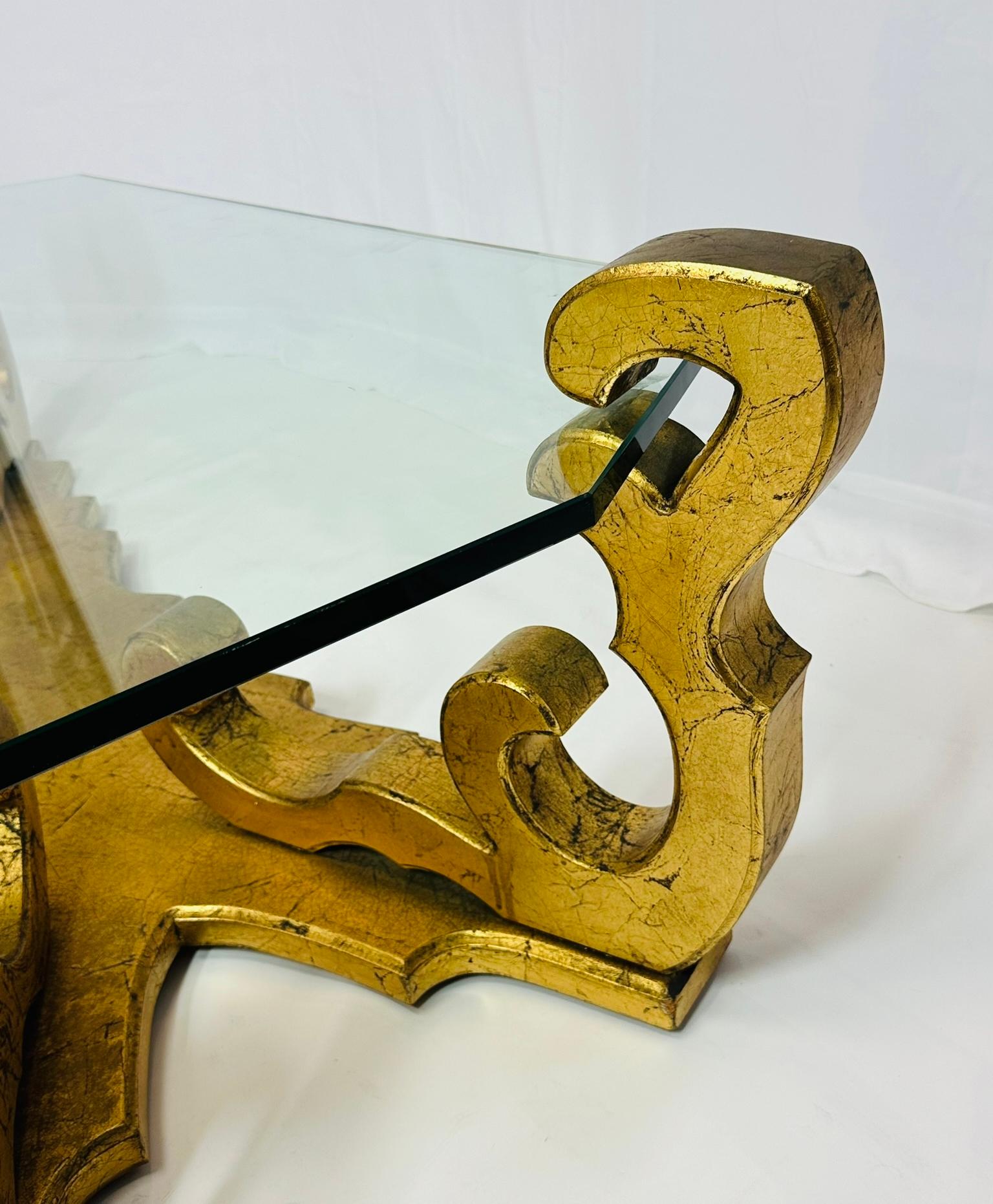 1970's Rococo Gilt Coffee Table with an Octagonal Glass Top. 2