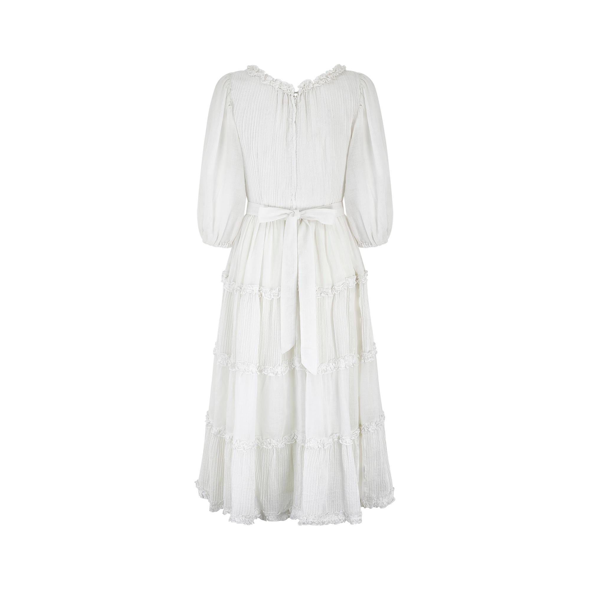 1970s Rodemex Mexican White Cotton Wedding Dress In Excellent Condition For Sale In London, GB