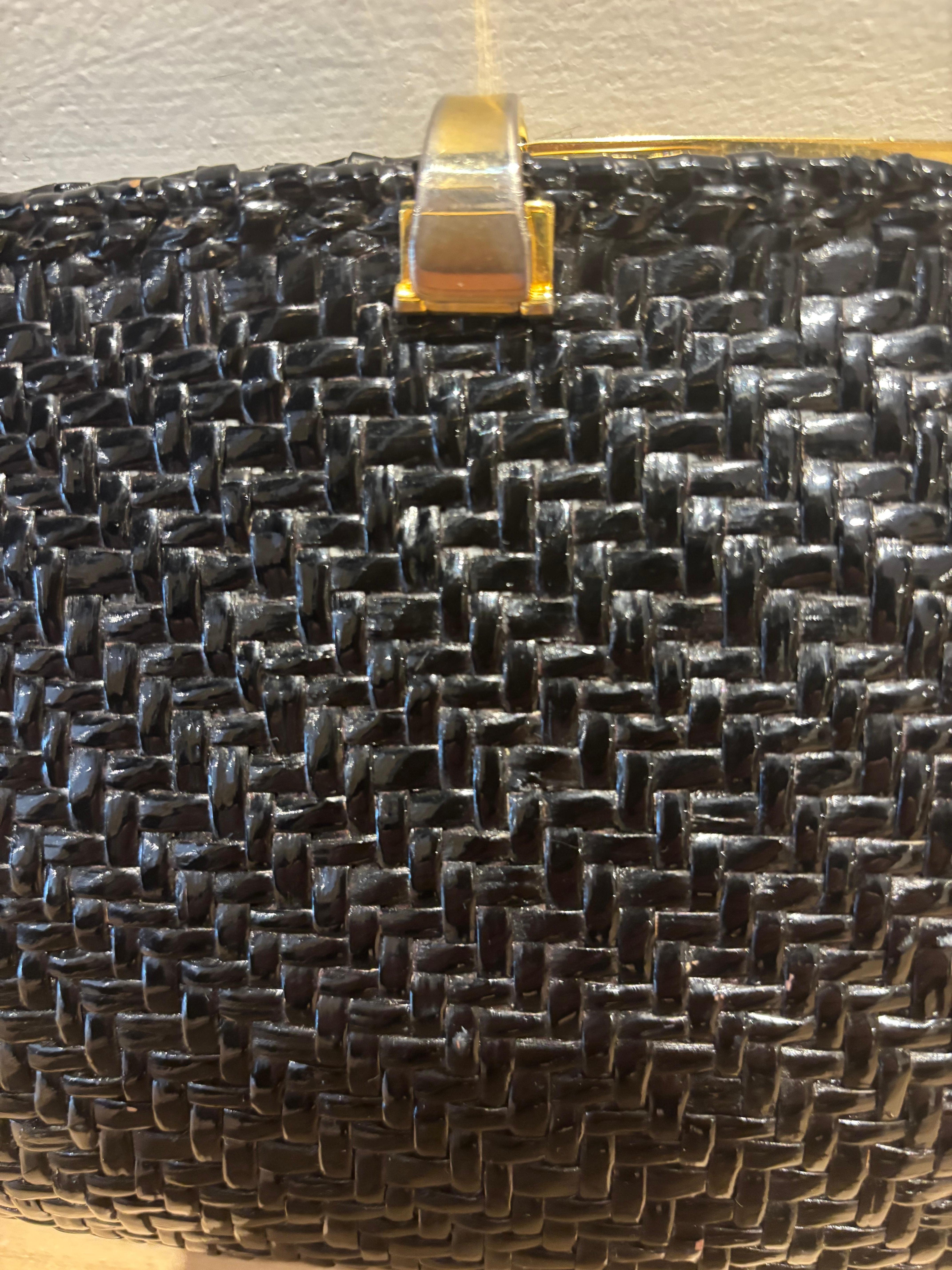 Borsa in vimini nera di Rodo degli anni '70 in vendita 7