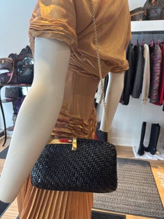 1970s Rodo Black Wicker Bag