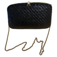 Vintage 1970s Rodo Black Wicker Bag