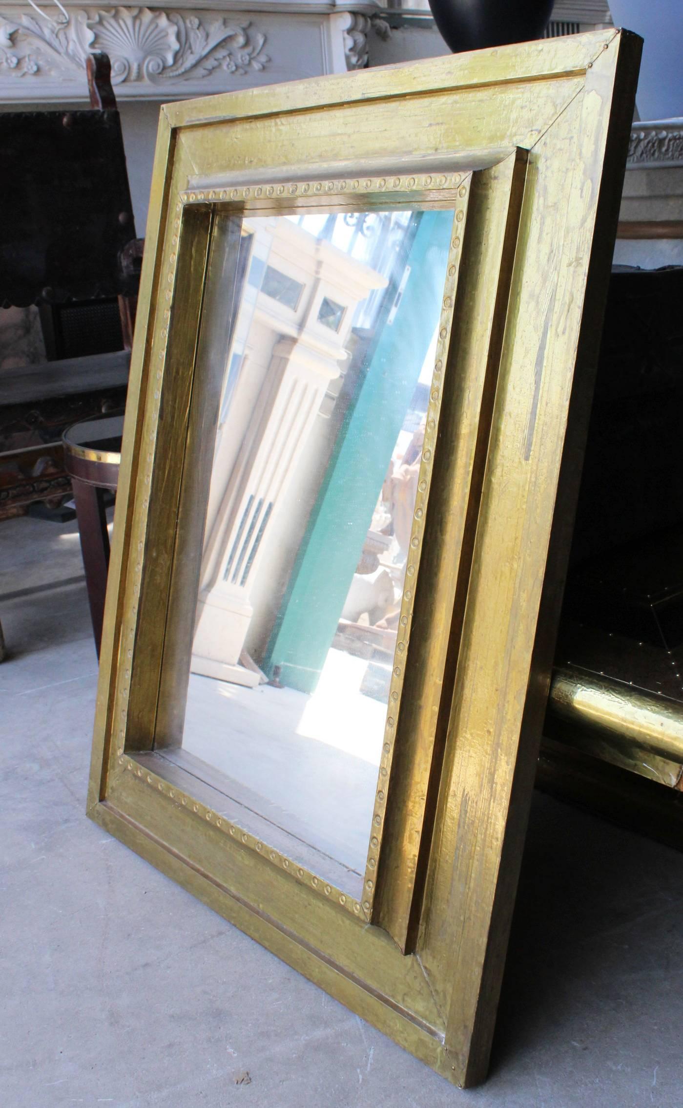 1970s Rodolfo Dubarry Handcrafted Gilded Brass over Wooden Frame Mirror In Good Condition In Marbella, ES