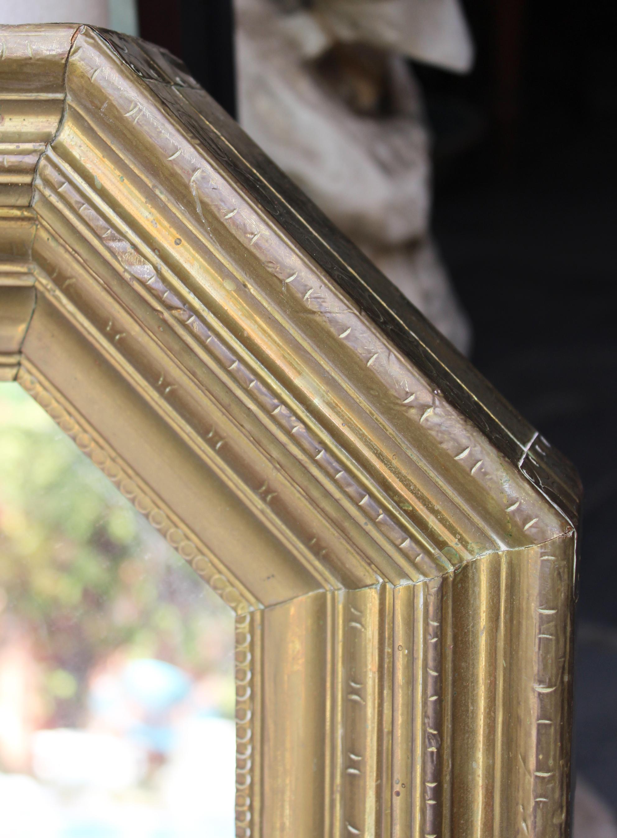 1970s Rodolfo Dubarry Handcrafted Gilded Brass over Wooden Frame Mirror (Bronze)