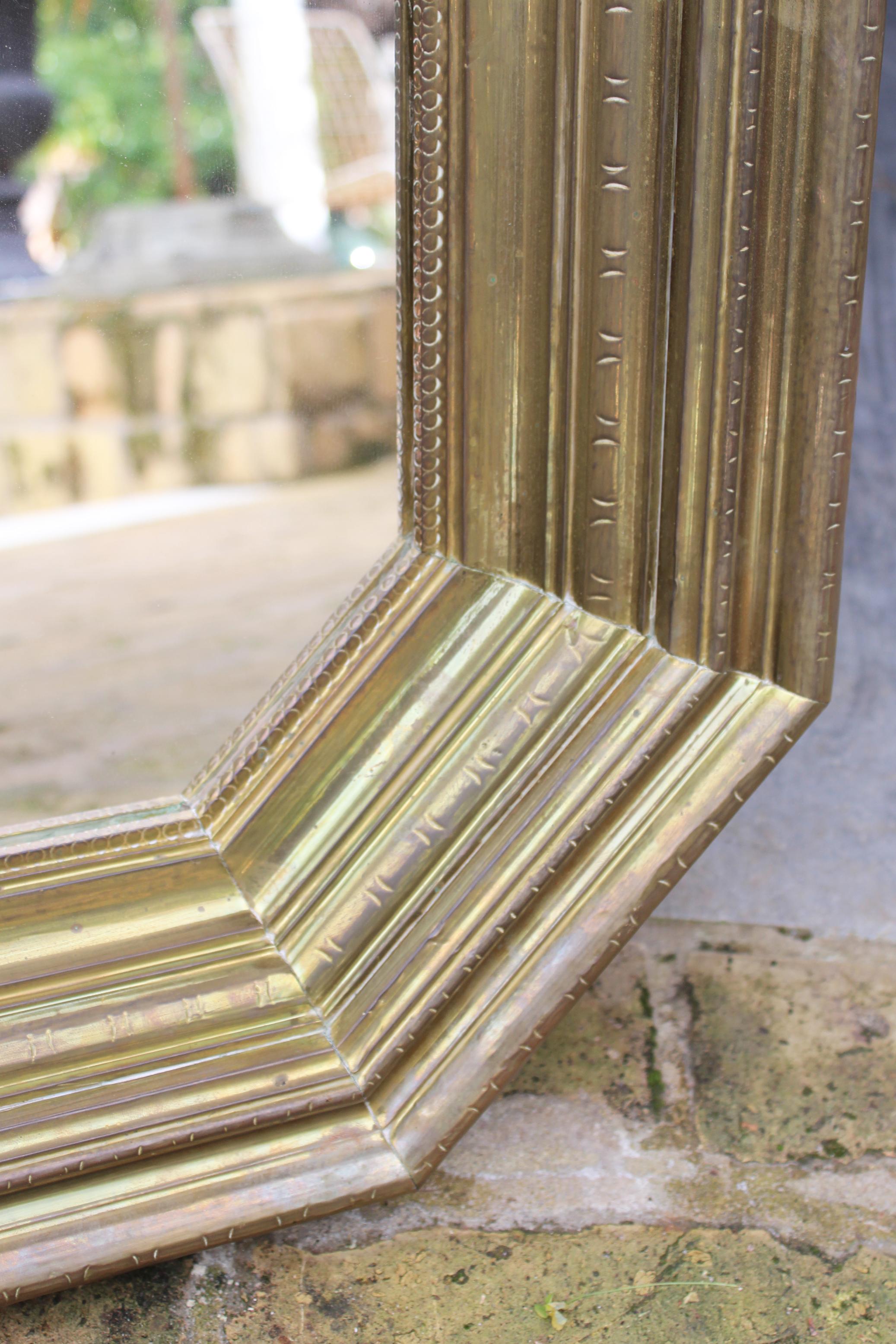 1970s Rodolfo Dubarry Handcrafted Gilded Brass over Wooden Frame Mirror 3