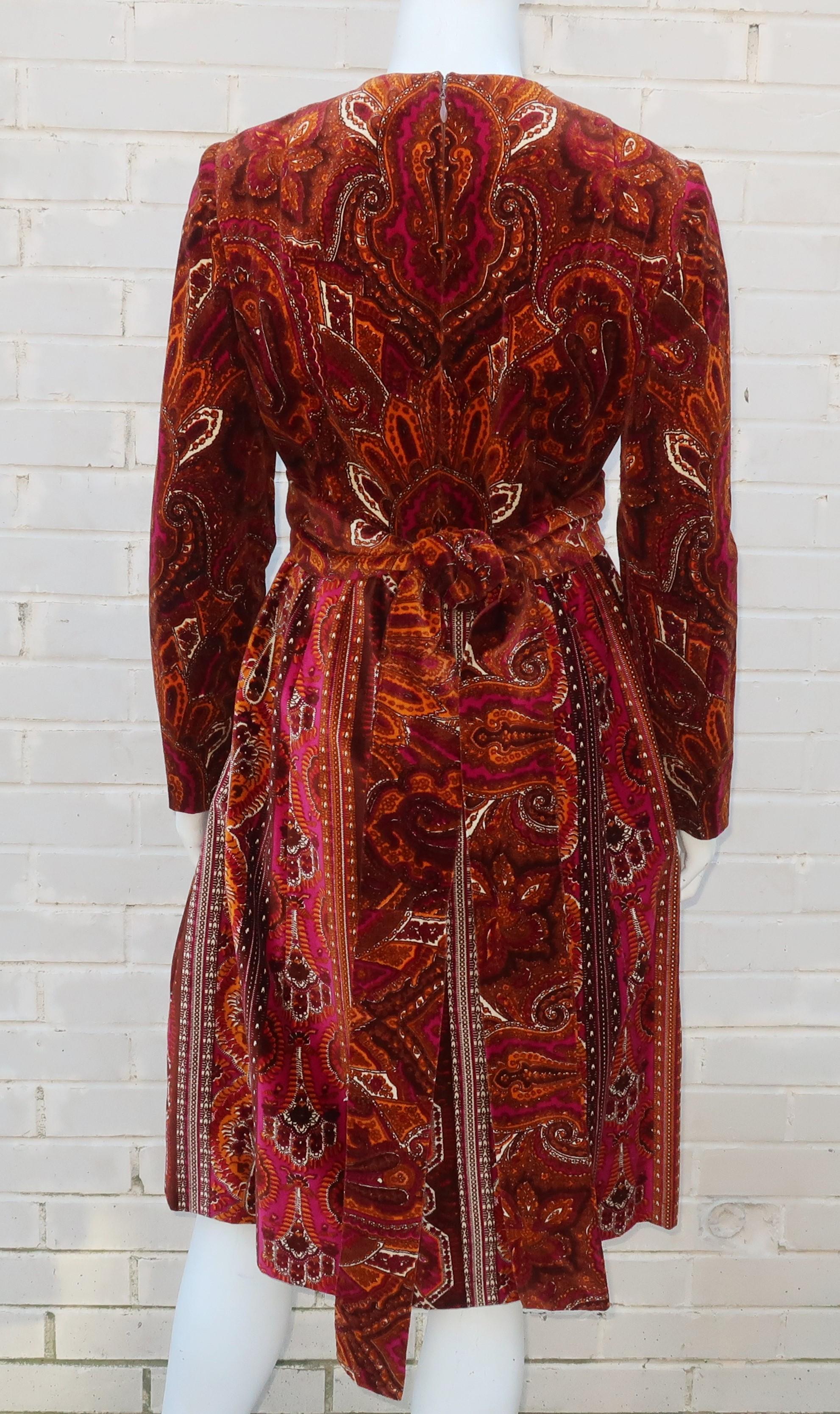 1970’s Rodrigues Pleated Velvet Dress With Sash 3