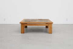 1970s Roger Capron Style Oak Coffee Table with Ceramic Tile Top