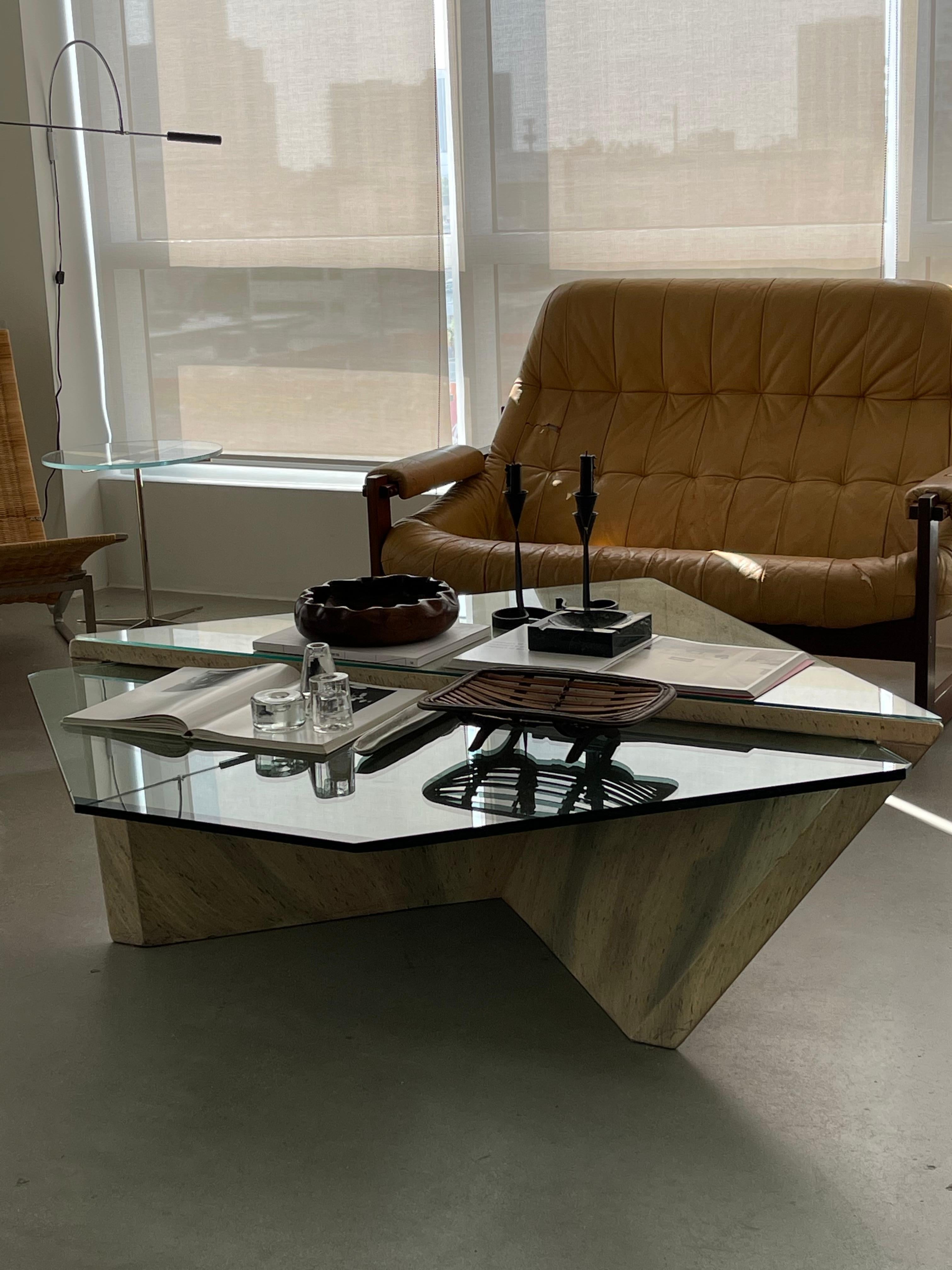 Space Age 1970s Roger Rougier Post Modern Geometric Cantilever Coffee Table