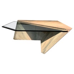 1970er Roger Rougier Post Modern Geometrischer Freischwinger Couchtisch