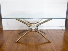 Mesa baja de cristal y cromo Roger Sprunger para Dunbar, años 70