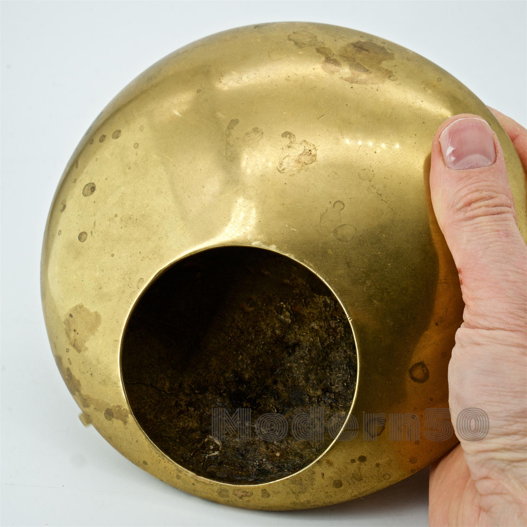 Cast 1970s Roger Tallon Brass Orb Sculpture Midcentury Space Age UFO Cigar Ashtray