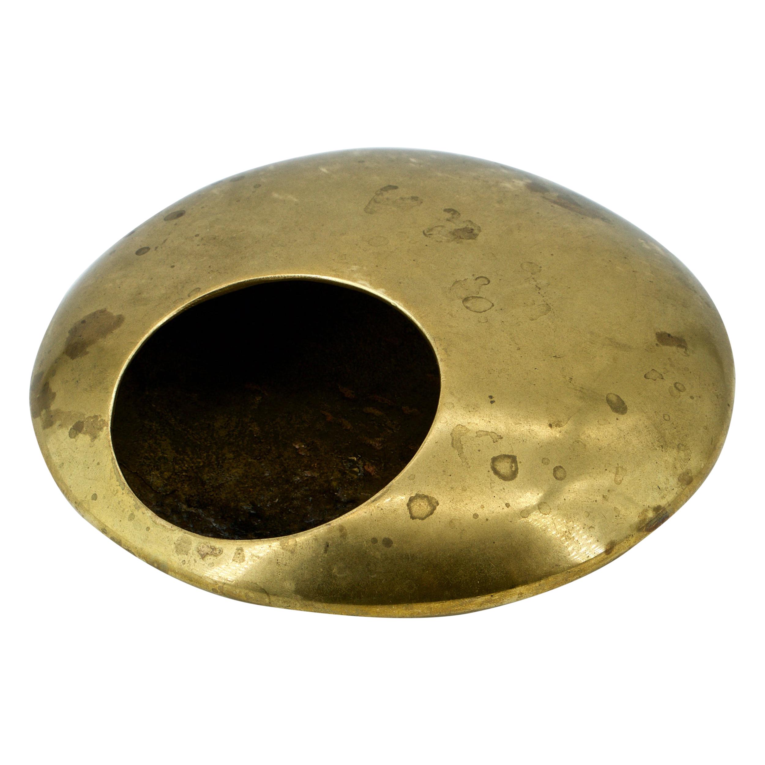 1970s Roger Tallon Brass Orb Sculpture Midcentury Space Age UFO Cigar Ashtray