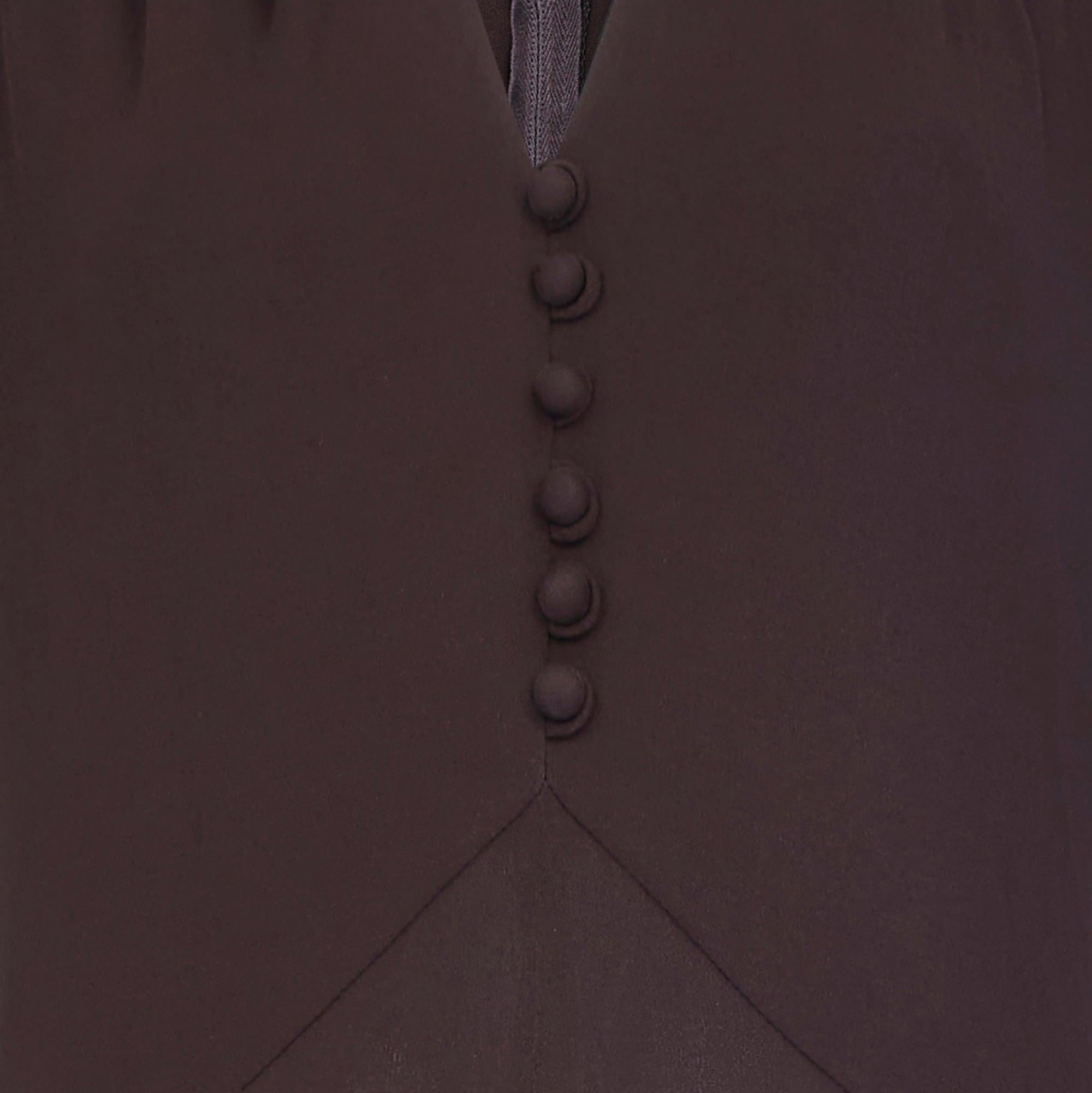 1970s Roland Klein Brown Silk Jersey Maxi Dress Excellent état - En vente à London, GB