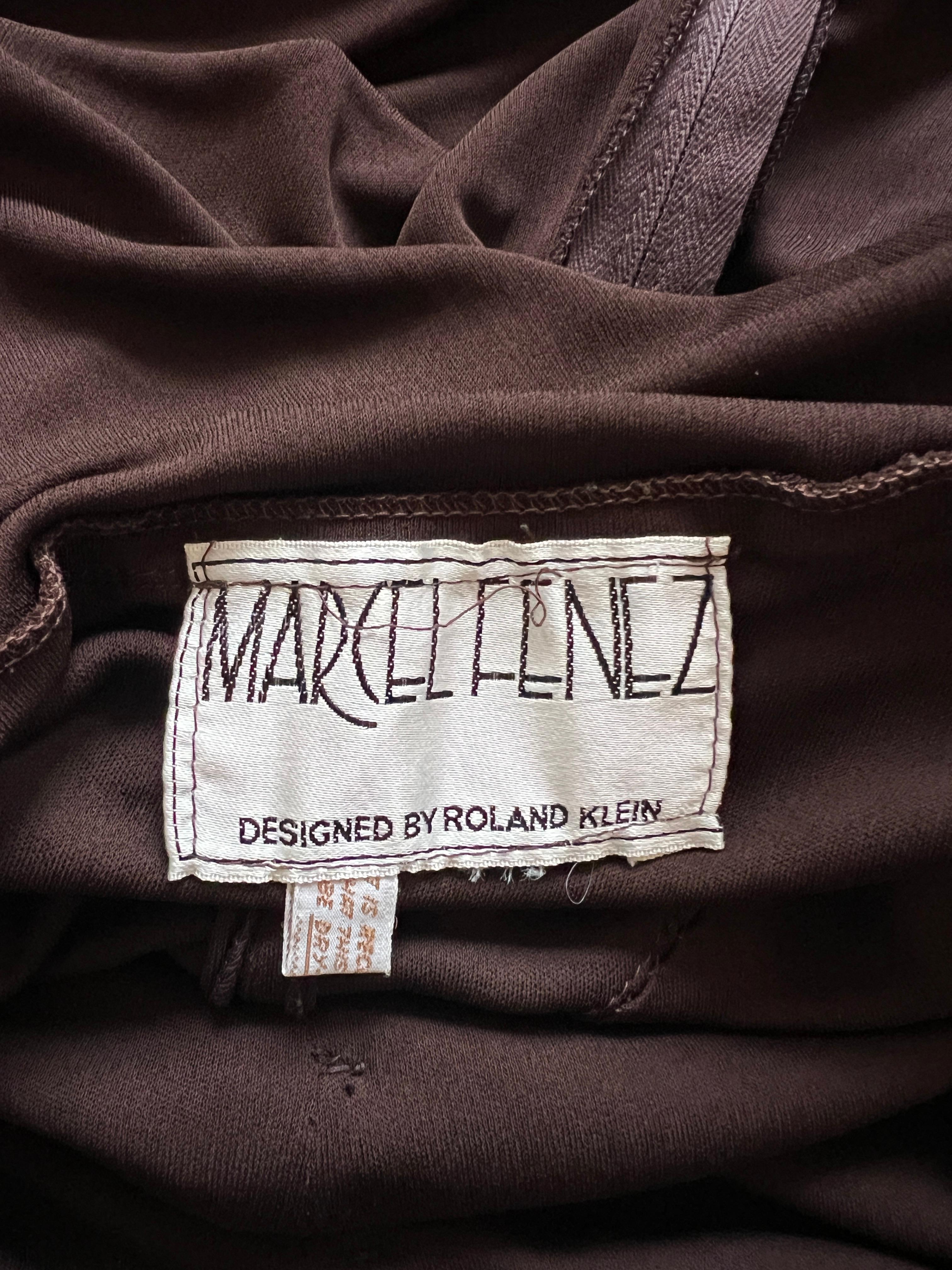 1970s Roland Klein Brown Silk Jersey Maxi Dress en vente 2