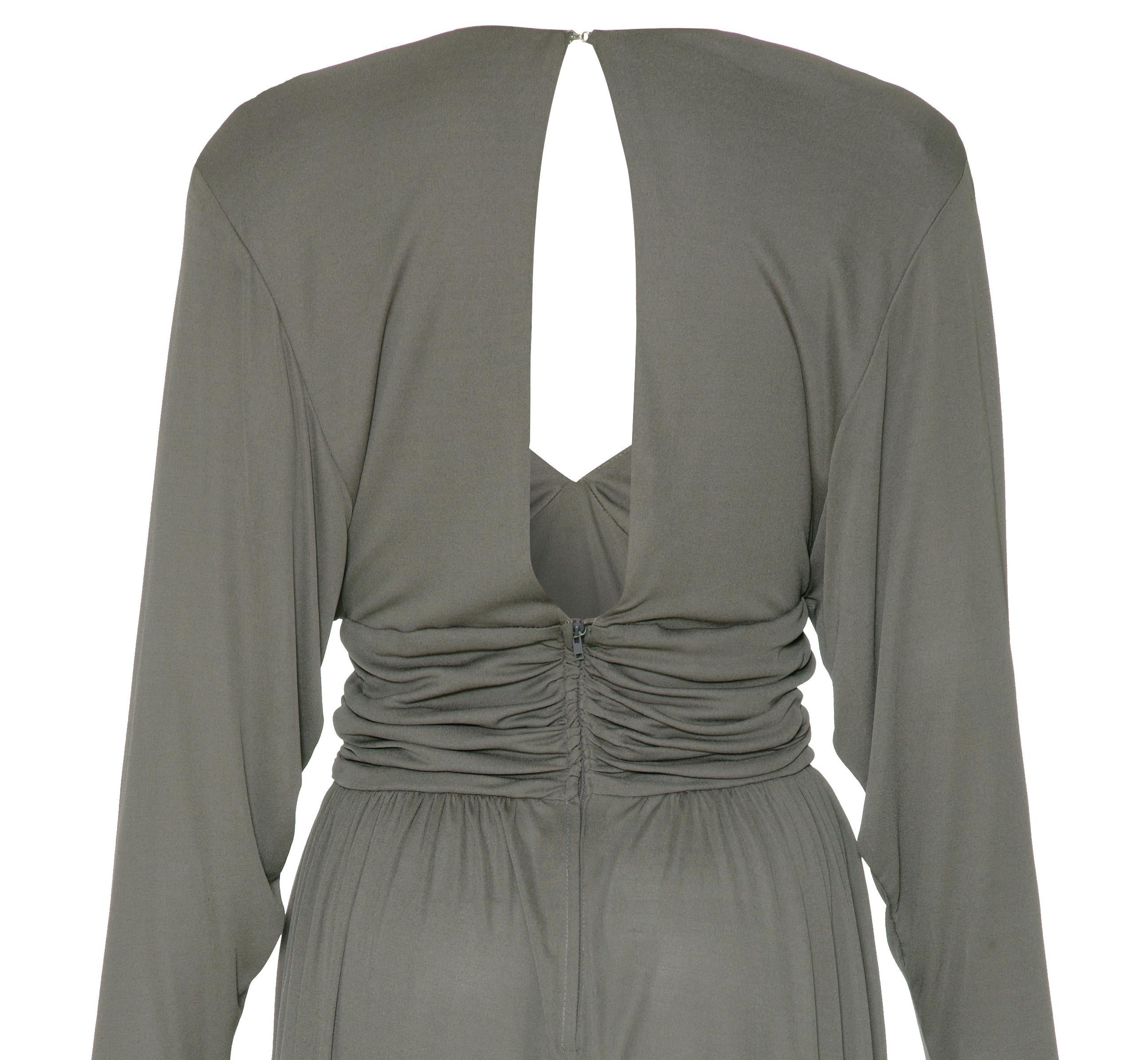 1970s Roland Klein by Marcel Fenez Studio 54 Grey Jersey Dress  In Excellent Condition For Sale In London, GB