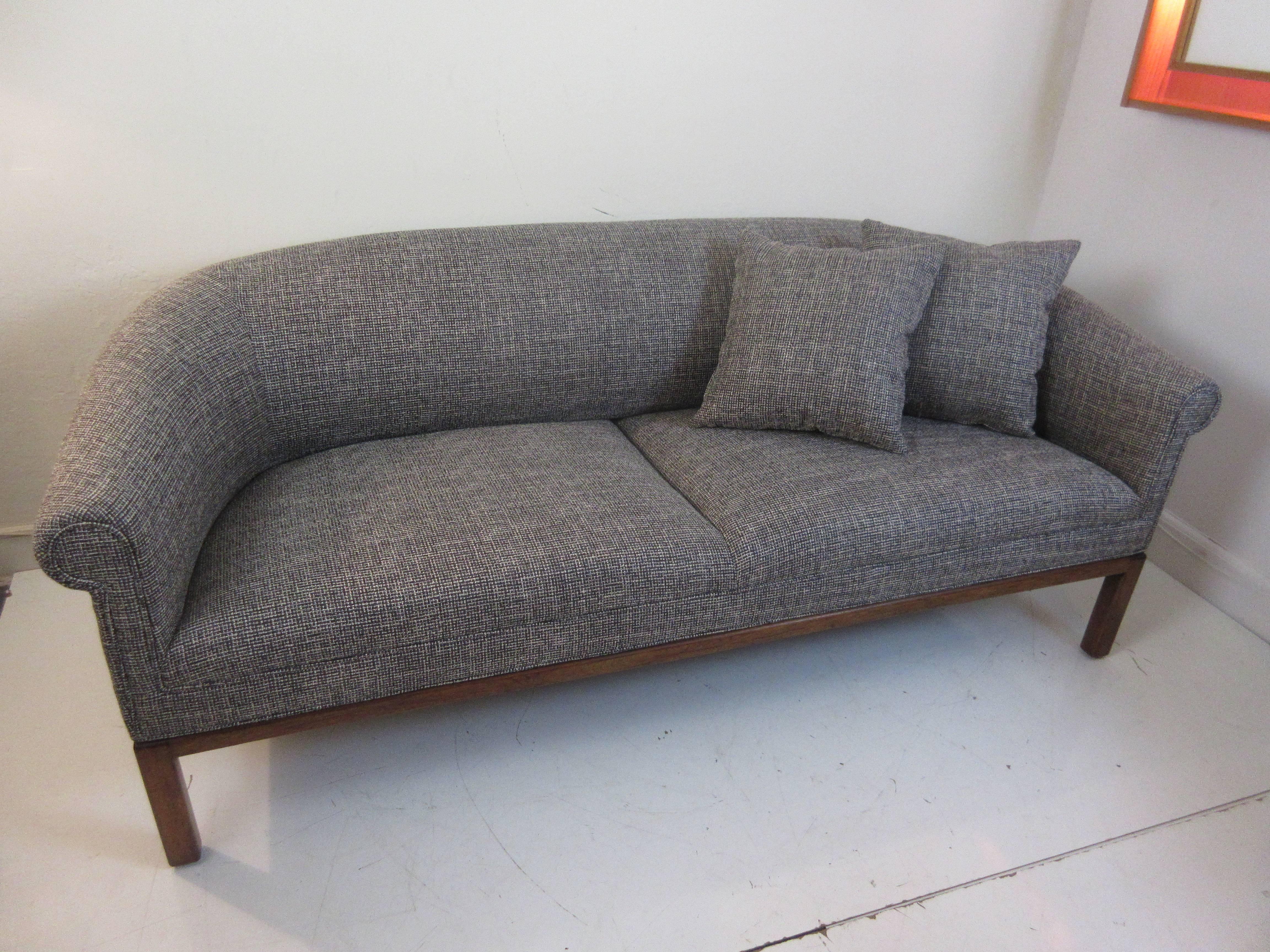 1970s Rolled Arm Sofa with Walnut Base 5