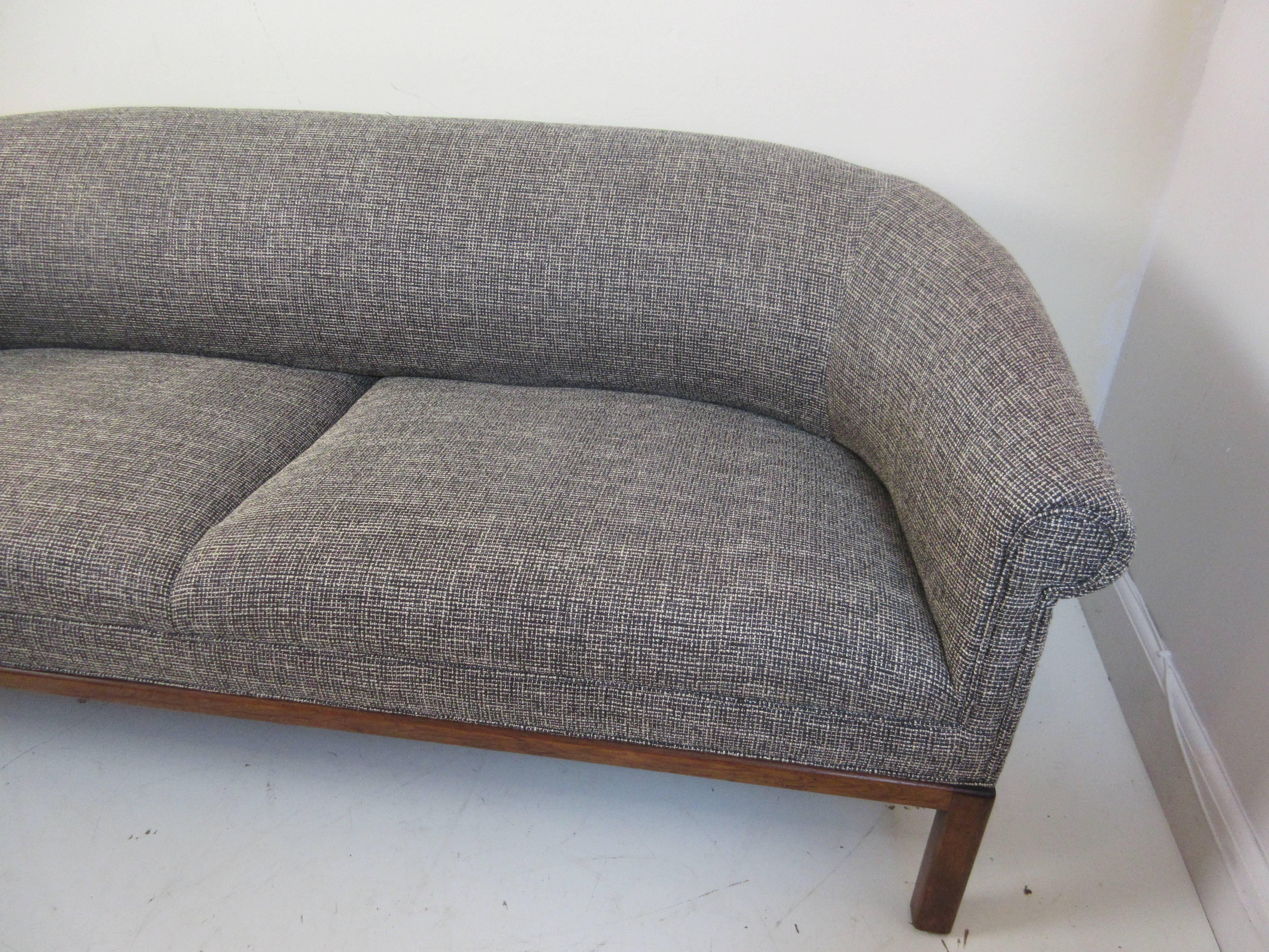 Late 20th Century 1970s Rolled Arm Sofa with Walnut Base