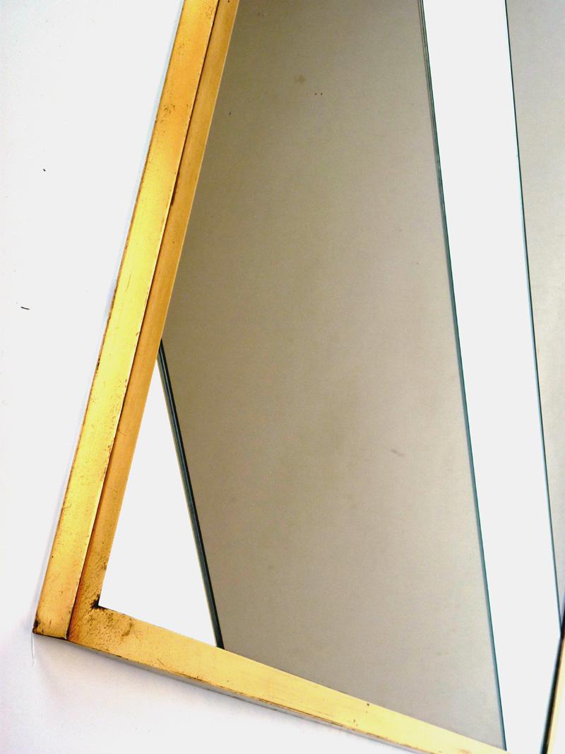 Italian 1970s Romeo Rega Hollywood Regency Design Brass Square Wall Mirror For Sale