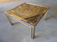 1970s Romeo Rega Italian Brass and Chrome Coffee Table