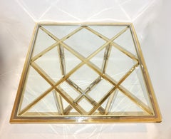 1970s Romeo Rega Italian Geometric Modern Brass & Chrome Vintage Square Table