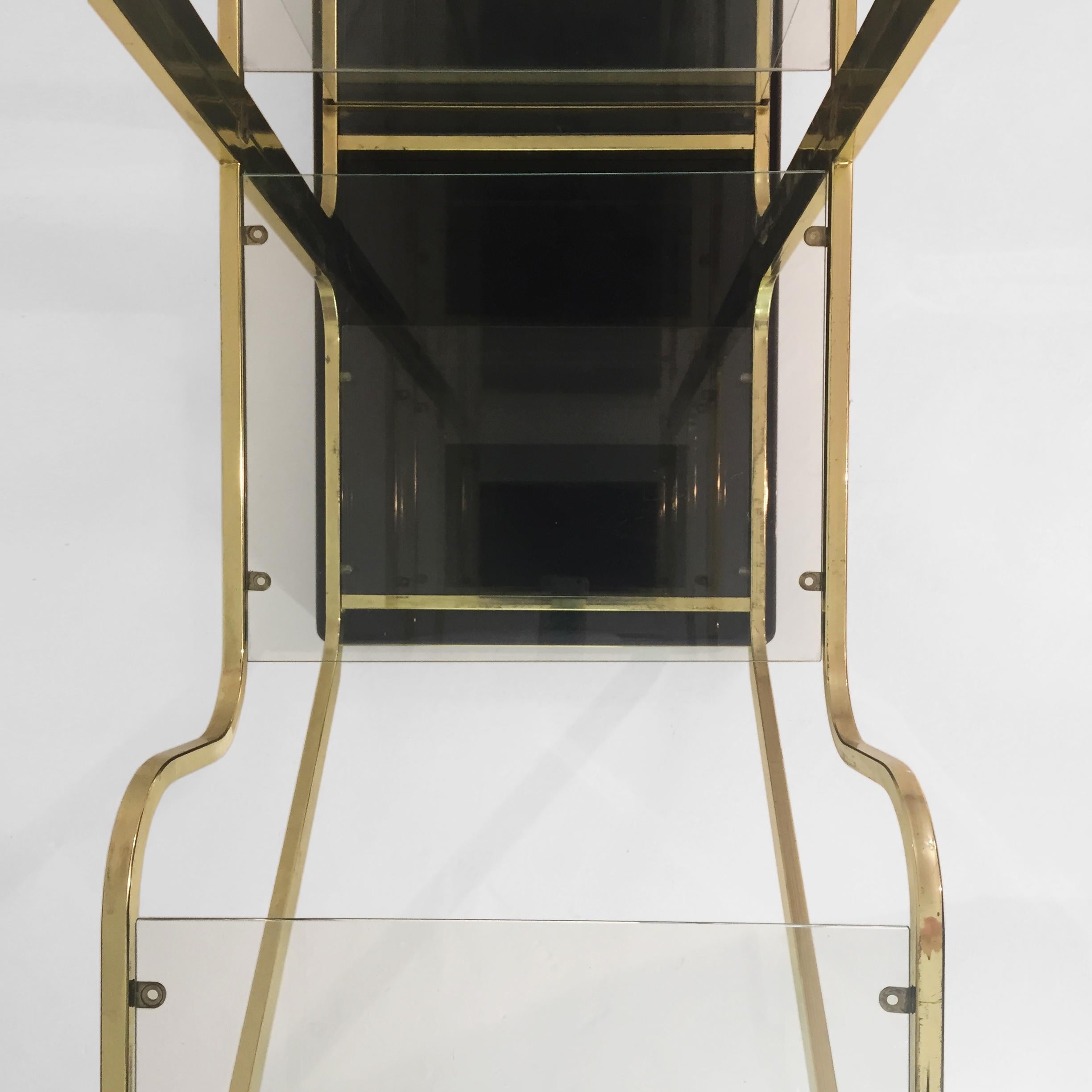 1970s Romeo Rega Manner Octagonal Brass Lacquered Glass Display Unit Zevi For Sale 1