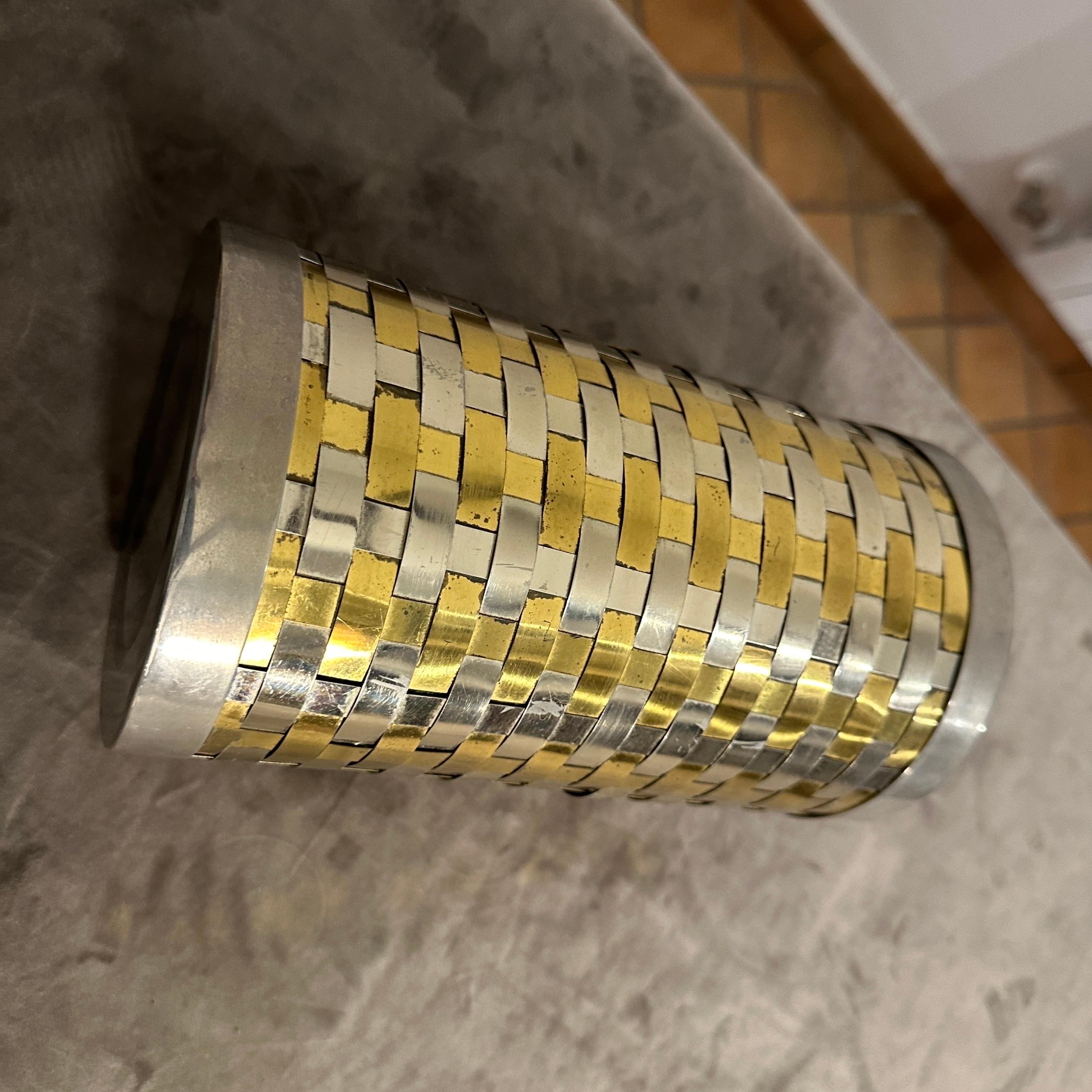 Italiano Romeo Rega anni '70, refrigeratore di vino italiano di metà secolo in ottone e argento in vendita