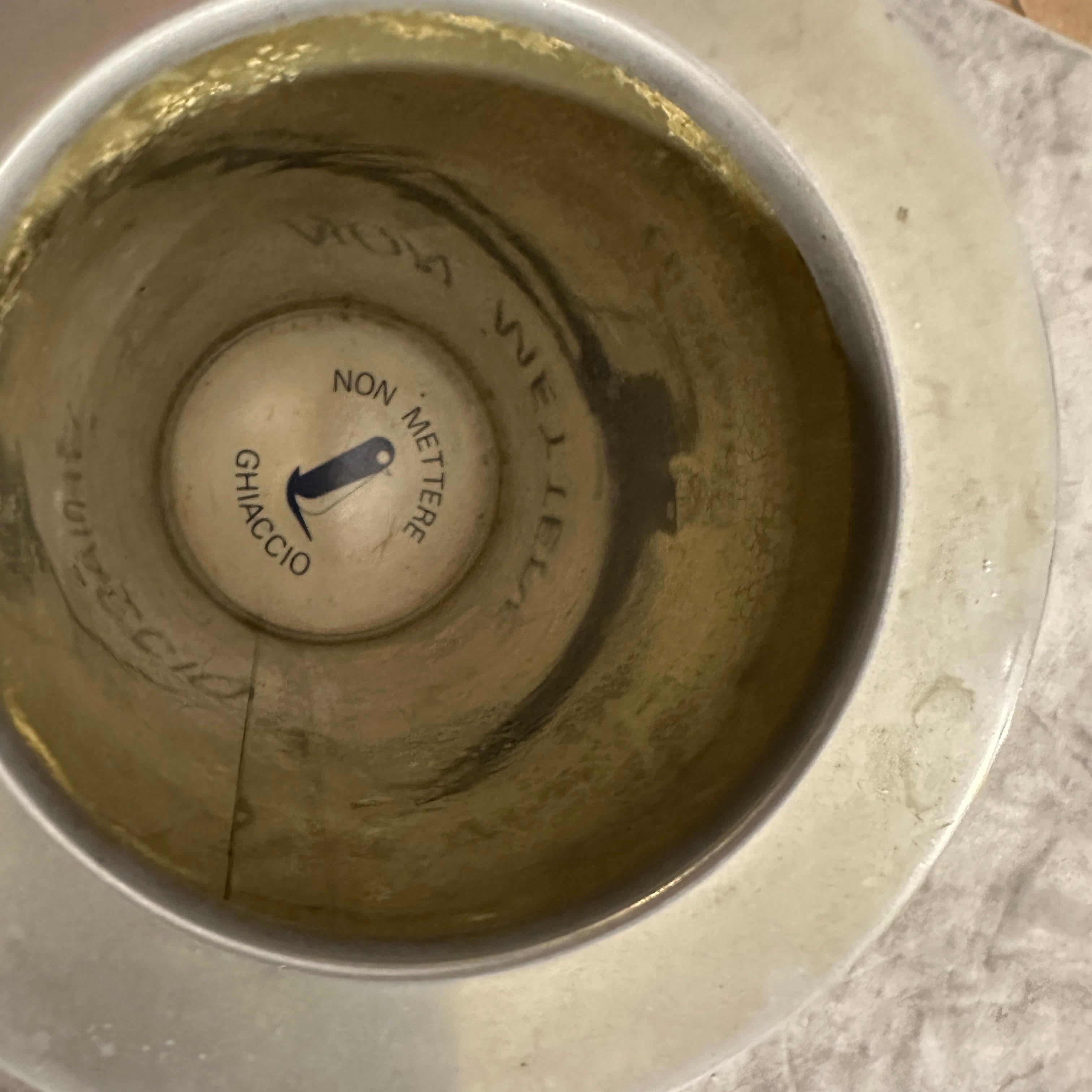 Romeo Rega anni '70, refrigeratore di vino italiano di metà secolo in ottone e argento In condizioni buone in vendita a Aci Castello, IT