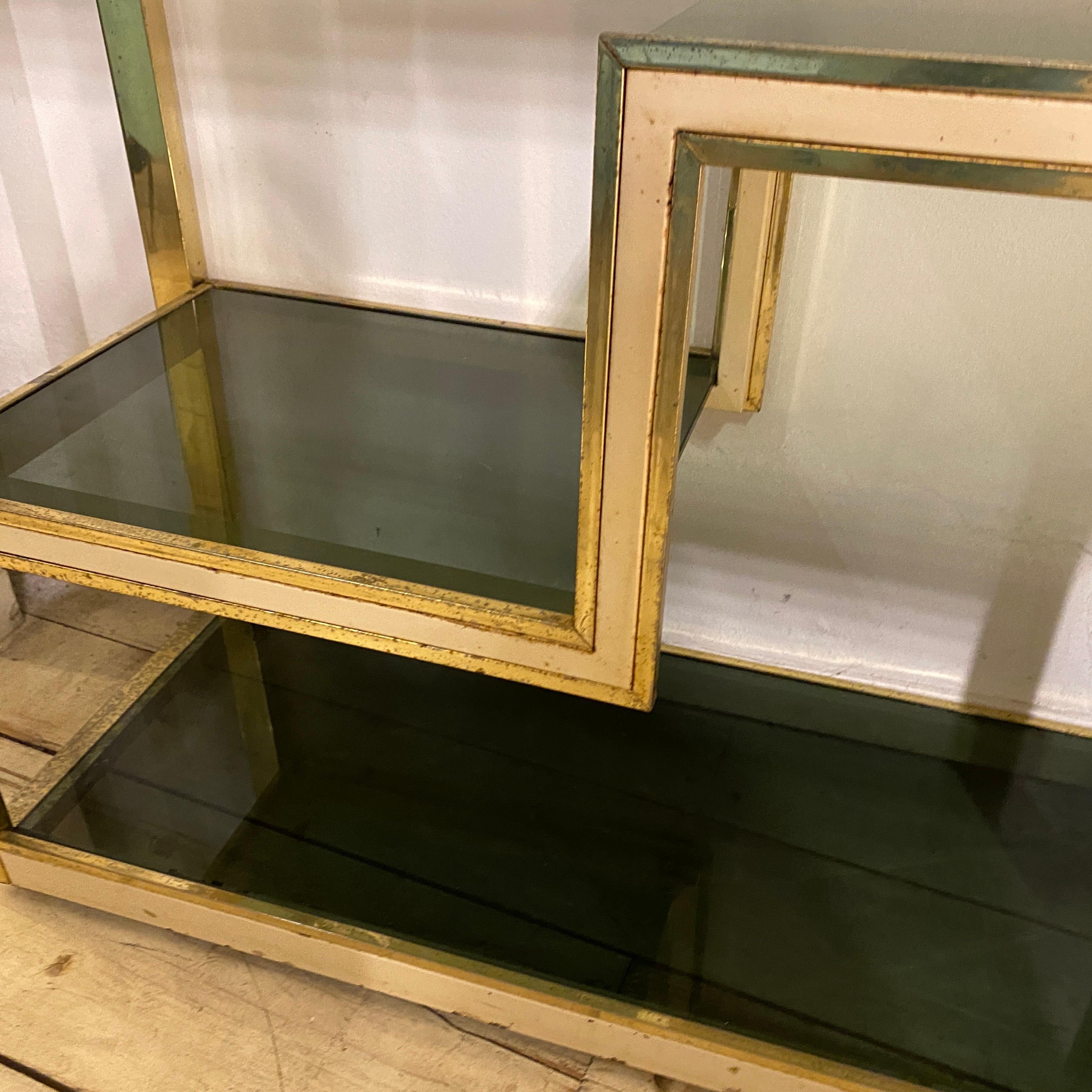 Metal 1970s Romeo Rega Mid-Century Modern Brass and Smoked glass Bookcase