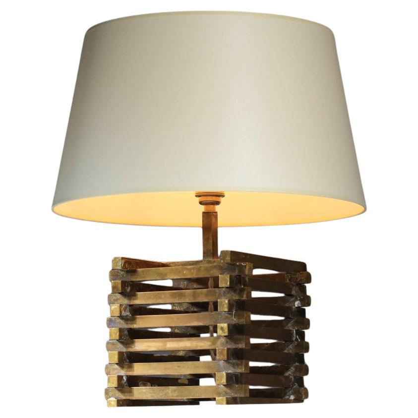 Lampe de table en laiton massif Romeo Rega des années 1970 en vente