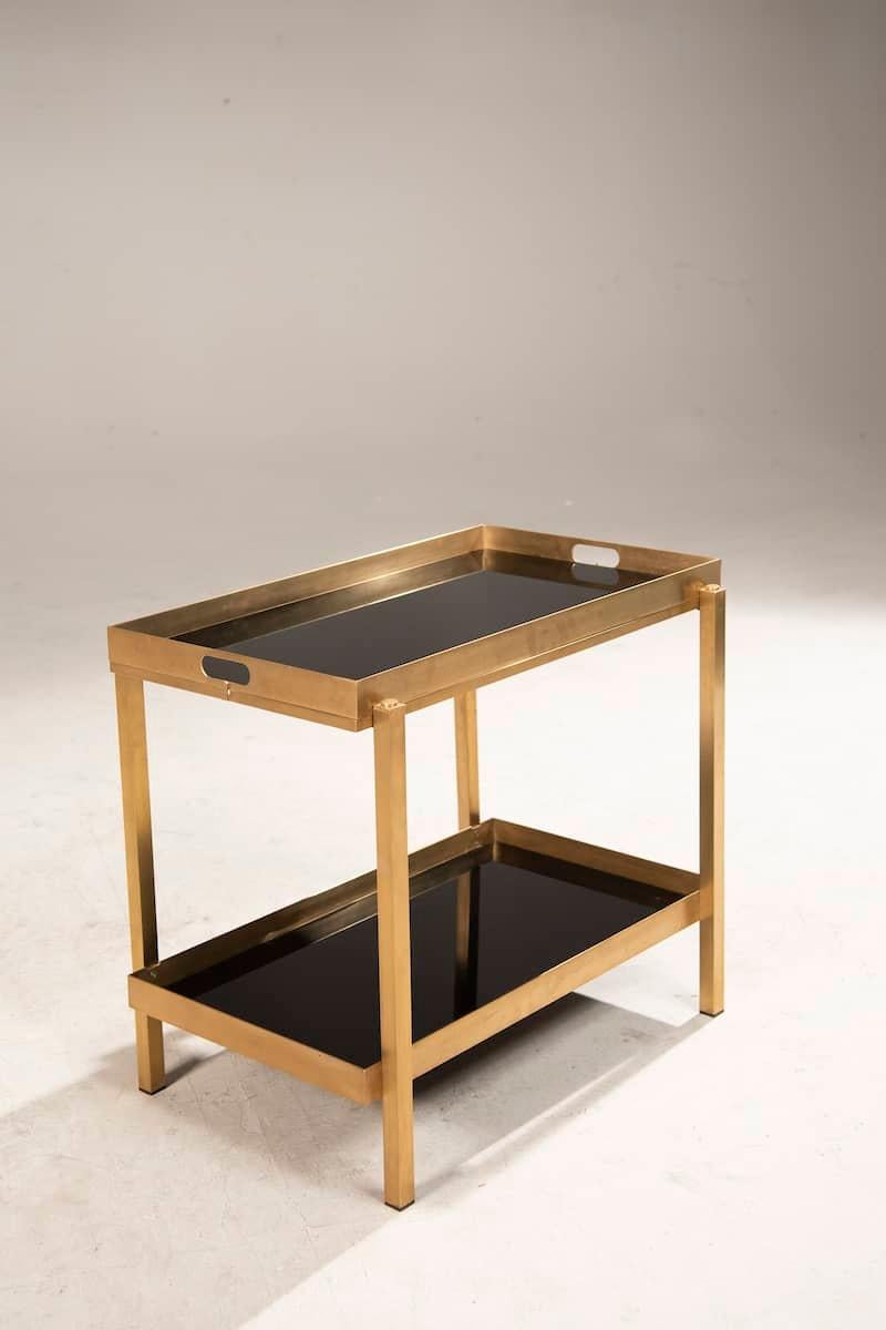 Couchtisch aus Messing und schwarzem Glas im Romeo Rega-Stil der 1970er Jahre, abnehmbares Tablett im Angebot 5