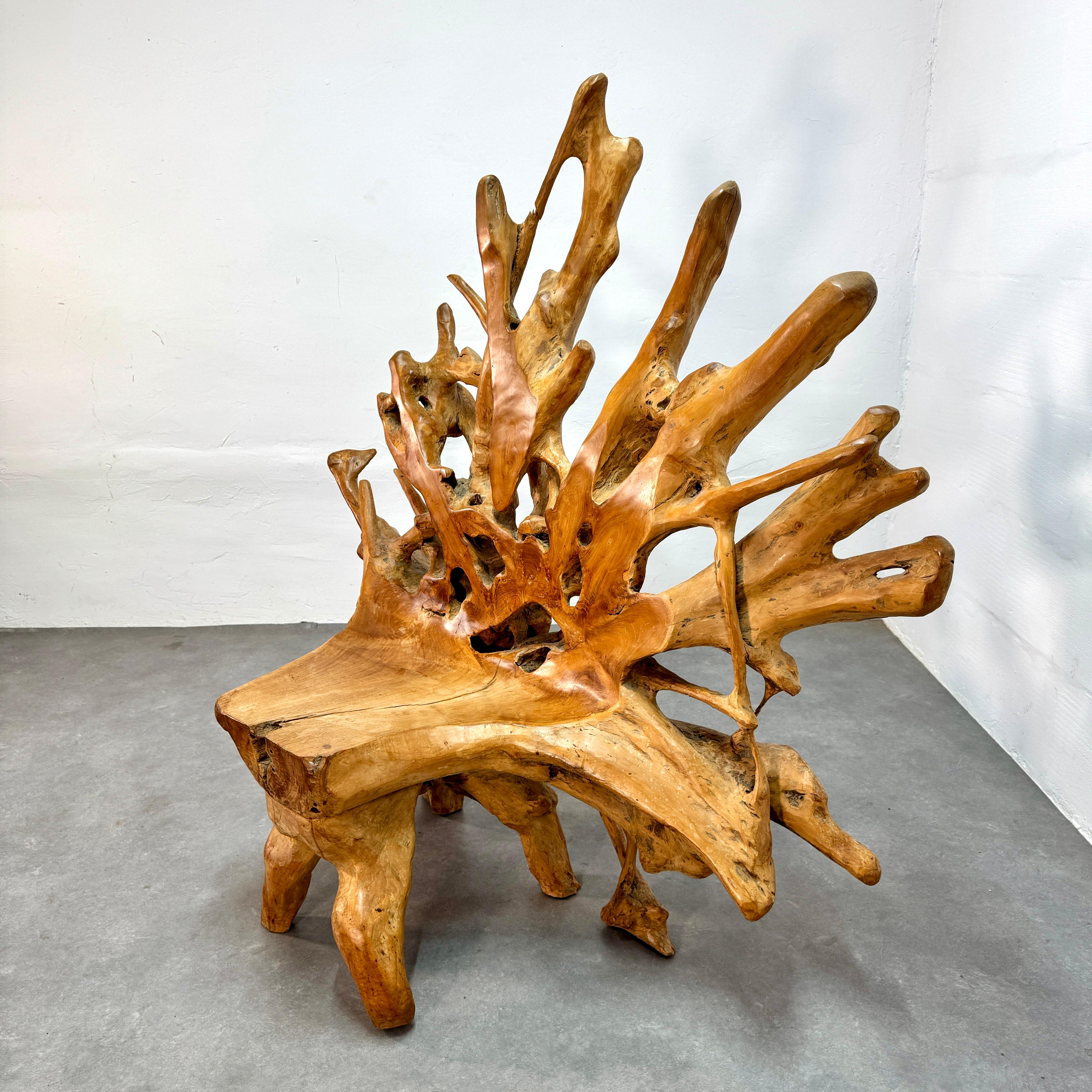 Silla Root de los años 70 procedente de un tocón de castaño francés. en Bueno estado para la venta en CASTENRAY, NL
