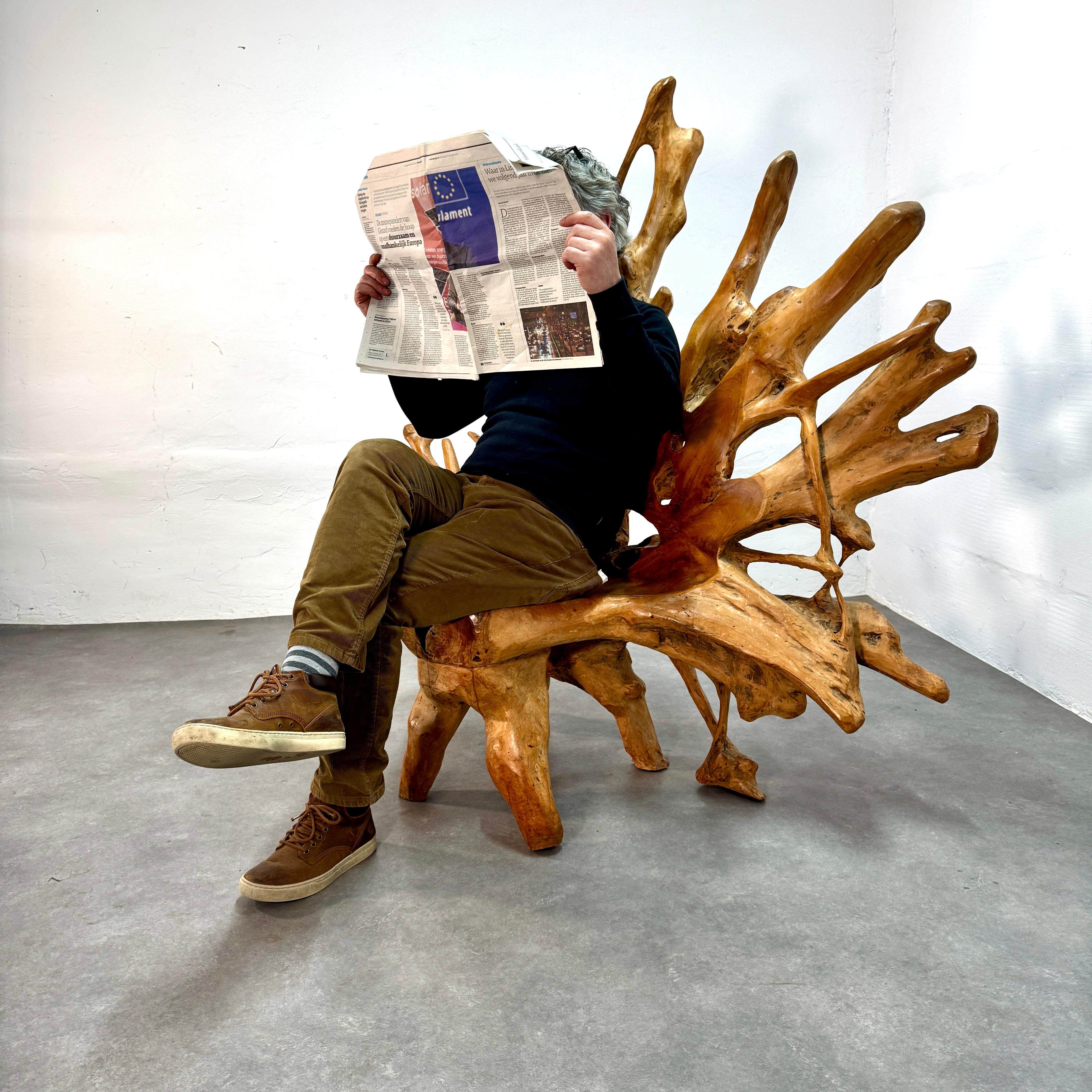 Silla Root de los años 70 procedente de un tocón de castaño francés. finales del siglo XX en venta